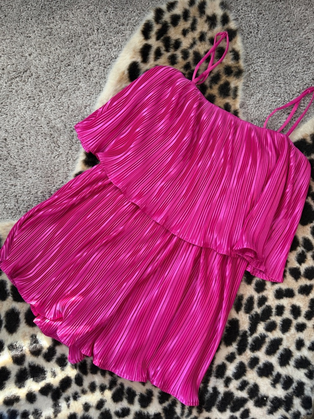 Lulu’s Hot Pink Pleated Romper